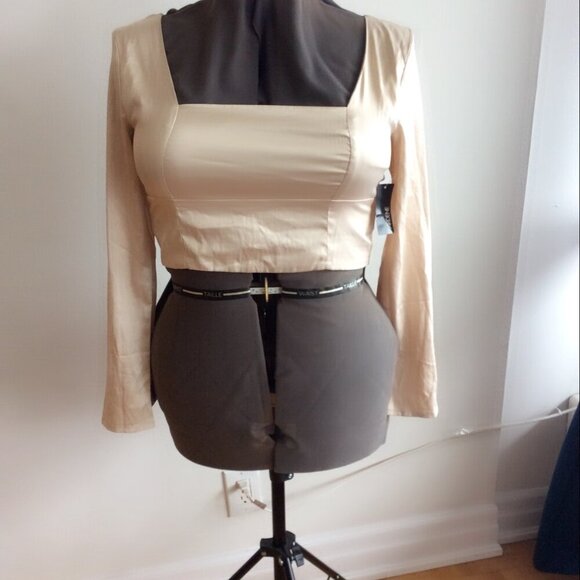 Ardene Cream Satin Long Sleeve Top - Picture 1 of 4